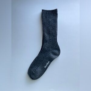 MaxMara Dark Gray Ribbed Women's Wool Cashmere Socks